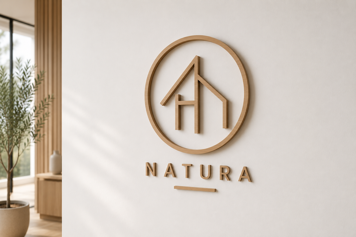 Logo et lettrage en bois