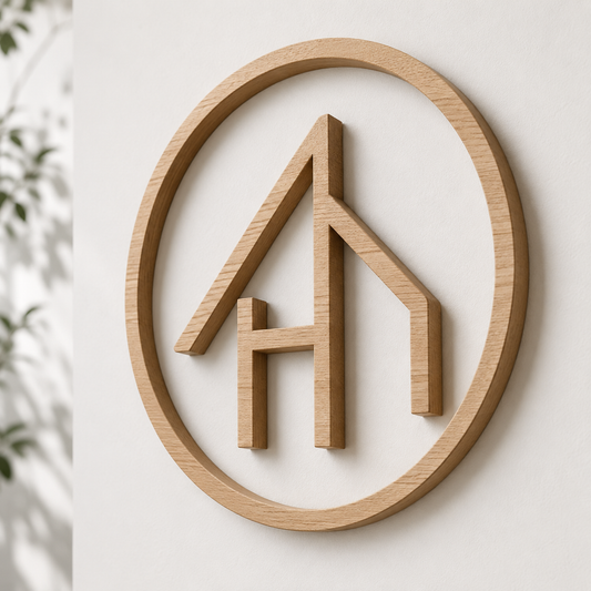 Logo et lettrage en bois